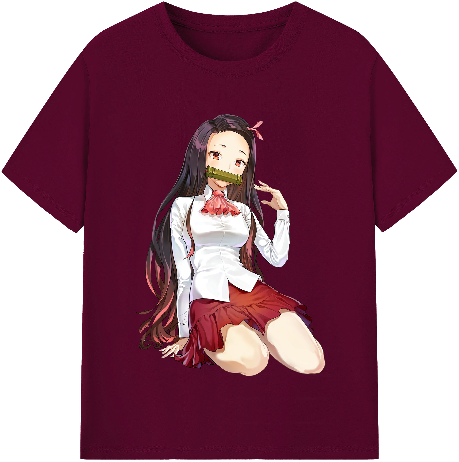 （画像用） 鬼滅の刃（きめつのやいば）竈門 禰󠄀豆子／かまど ねずこ Kamado Nezuko レディースカジュアルプリントTシャツ（綿100％）